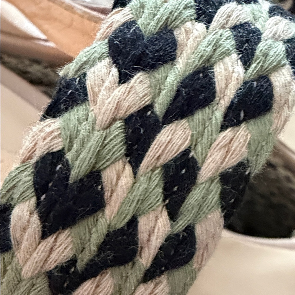 Free People Dolce Woven Platform Sandals Size 40/9 Green, Black & Tan Boho - Picture 6 of 10